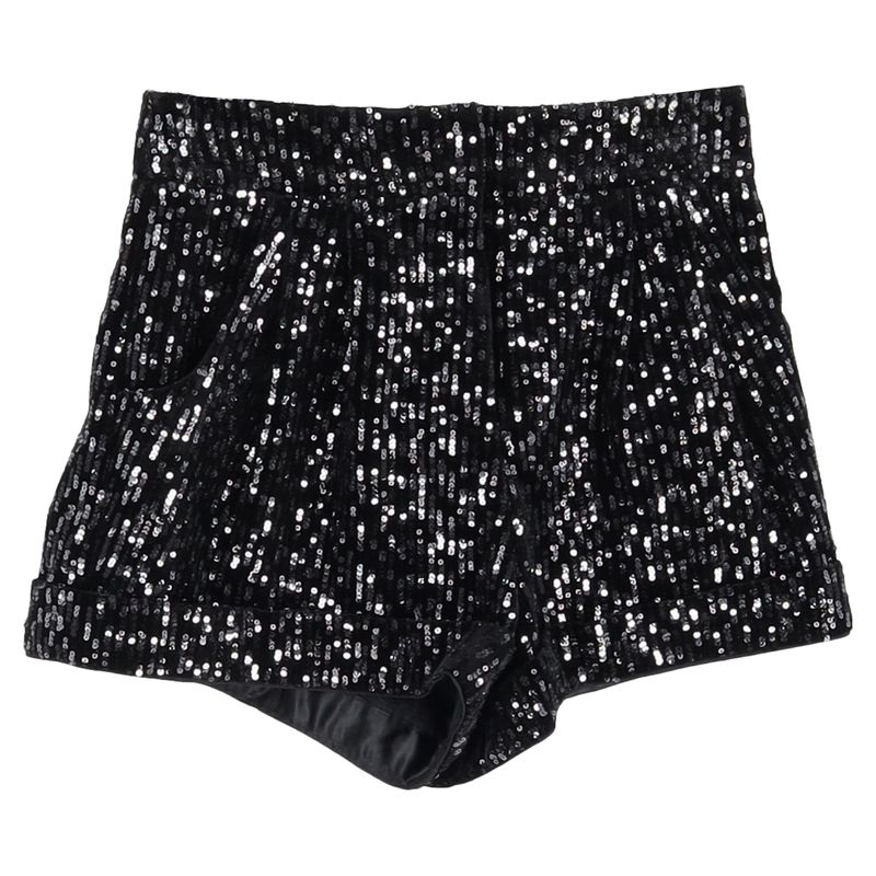 Maje High-Rise Shorts In Black Sequins